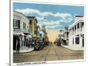 Key West, Florida - Duval Street West Scene-Lantern Press-Stretched Canvas