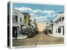 Key West, Florida - Duval Street West Scene-Lantern Press-Stretched Canvas