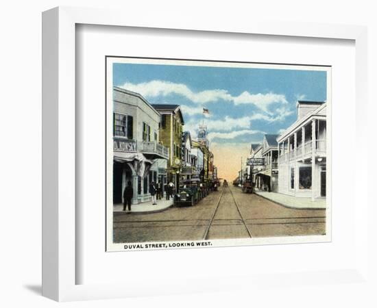 Key West, Florida - Duval Street West Scene-Lantern Press-Framed Art Print