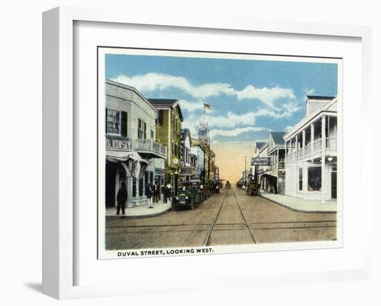 Key West, Florida - Duval Street West Scene-Lantern Press-Framed Art Print