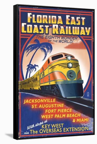 Key West, Florida - East Coast Railway-Lantern Press-Framed Stretched Canvas