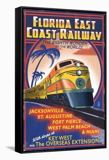 Key West, Florida - East Coast Railway-Lantern Press-Framed Stretched Canvas