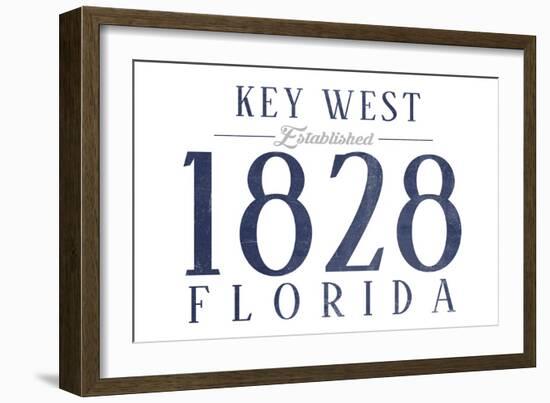 Key West, Florida - Established Date (Blue)-Lantern Press-Framed Art Print