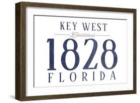 Key West, Florida - Established Date (Blue)-Lantern Press-Framed Art Print