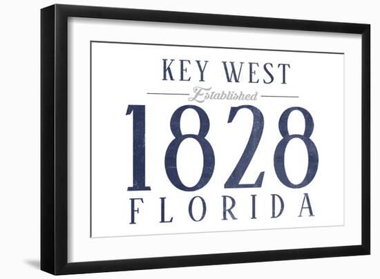 Key West, Florida - Established Date (Blue)-Lantern Press-Framed Art Print