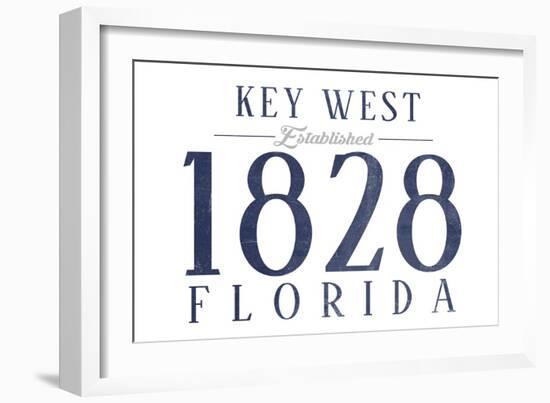 Key West, Florida - Established Date (Blue)-Lantern Press-Framed Art Print