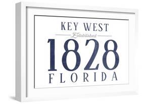 Key West, Florida - Established Date (Blue)-Lantern Press-Framed Art Print