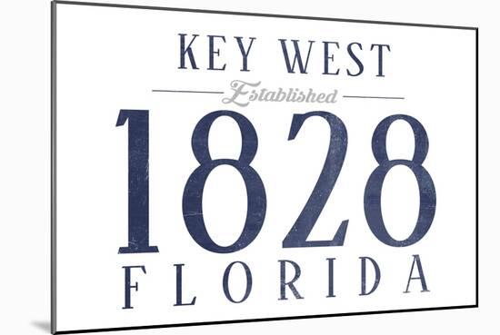 Key West, Florida - Established Date (Blue)-Lantern Press-Mounted Art Print