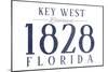 Key West, Florida - Established Date (Blue)-Lantern Press-Mounted Art Print