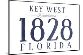 Key West, Florida - Established Date (Blue)-Lantern Press-Mounted Art Print
