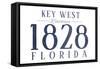 Key West, Florida - Established Date (Blue)-Lantern Press-Framed Stretched Canvas