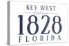 Key West, Florida - Established Date (Blue)-Lantern Press-Stretched Canvas
