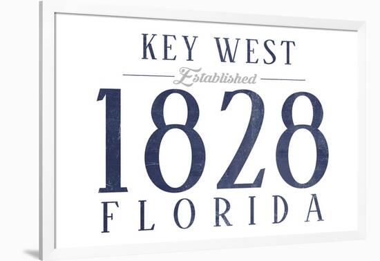 Key West, Florida - Established Date (Blue)-Lantern Press-Framed Art Print