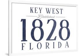 Key West, Florida - Established Date (Blue)-Lantern Press-Framed Art Print