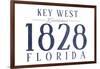 Key West, Florida - Established Date (Blue)-Lantern Press-Framed Art Print