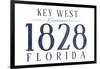 Key West, Florida - Established Date (Blue)-Lantern Press-Framed Art Print