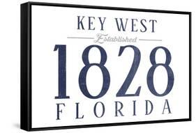 Key West, Florida - Established Date (Blue)-Lantern Press-Framed Stretched Canvas