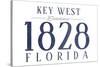 Key West, Florida - Established Date (Blue)-Lantern Press-Stretched Canvas