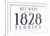 Key West, Florida - Established Date (Blue)-Lantern Press-Framed Art Print