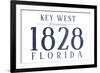 Key West, Florida - Established Date (Blue)-Lantern Press-Framed Art Print