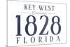 Key West, Florida - Established Date (Blue)-Lantern Press-Mounted Art Print