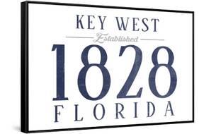 Key West, Florida - Established Date (Blue)-Lantern Press-Framed Stretched Canvas