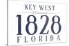 Key West, Florida - Established Date (Blue)-Lantern Press-Stretched Canvas