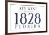 Key West, Florida - Established Date (Blue)-Lantern Press-Framed Premium Giclee Print