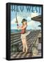 Key West, Florida - Fishing Pinup Girl-null-Framed Poster
