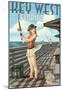 Key West, Florida - Fishing Pinup Girl-null-Mounted Poster