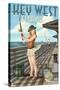 Key West, Florida - Fishing Pinup Girl-Lantern Press-Stretched Canvas