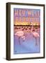 Key West, Florida - Flamingos-Lantern Press-Framed Art Print