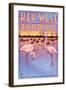 Key West, Florida - Flamingos-Lantern Press-Framed Art Print