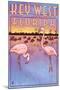 Key West, Florida - Flamingos-Lantern Press-Mounted Art Print