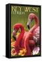 Key West, Florida - Flamingos-Lantern Press-Framed Stretched Canvas