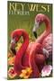 Key West, Florida - Flamingos-Lantern Press-Mounted Art Print