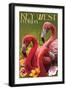 Key West, Florida - Flamingos-Lantern Press-Framed Art Print