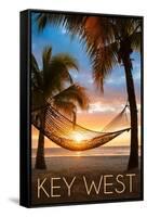 Key West, Florida - Hammock and Sunset-Lantern Press-Framed Stretched Canvas