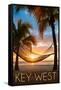 Key West, Florida - Hammock and Sunset-Lantern Press-Framed Stretched Canvas