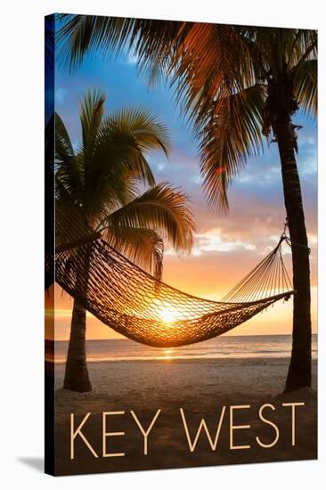 Key West, Florida - Hammock and Sunset-Lantern Press-Stretched Canvas