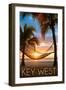 Key West, Florida - Hammock and Sunset-Lantern Press-Framed Art Print