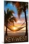 Key West, Florida - Hammock and Sunset-Lantern Press-Mounted Art Print