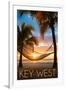 Key West, Florida - Hammock and Sunset-Lantern Press-Framed Art Print