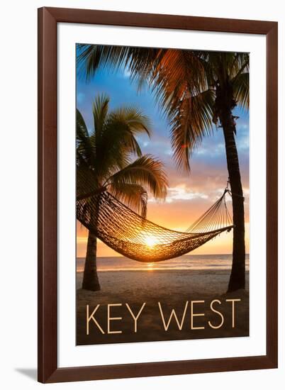 Key West, Florida - Hammock and Sunset-Lantern Press-Framed Art Print