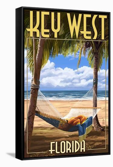 Key West, Florida - Hammock Scene-Lantern Press-Framed Stretched Canvas