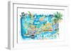 Key West Florida Illustrated Travel Map with Roads and Highlights-M. Bleichner-Framed Art Print
