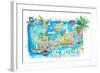 Key West Florida Illustrated Travel Map with Roads and Highlights-M. Bleichner-Framed Art Print