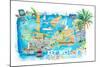 Key West Florida Illustrated Travel Map with Roads and Highlights-M. Bleichner-Mounted Art Print