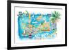 Key West Florida Illustrated Travel Map with Roads and Highlights-M. Bleichner-Framed Art Print