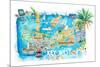 Key West Florida Illustrated Travel Map with Roads and Highlights-M. Bleichner-Mounted Art Print